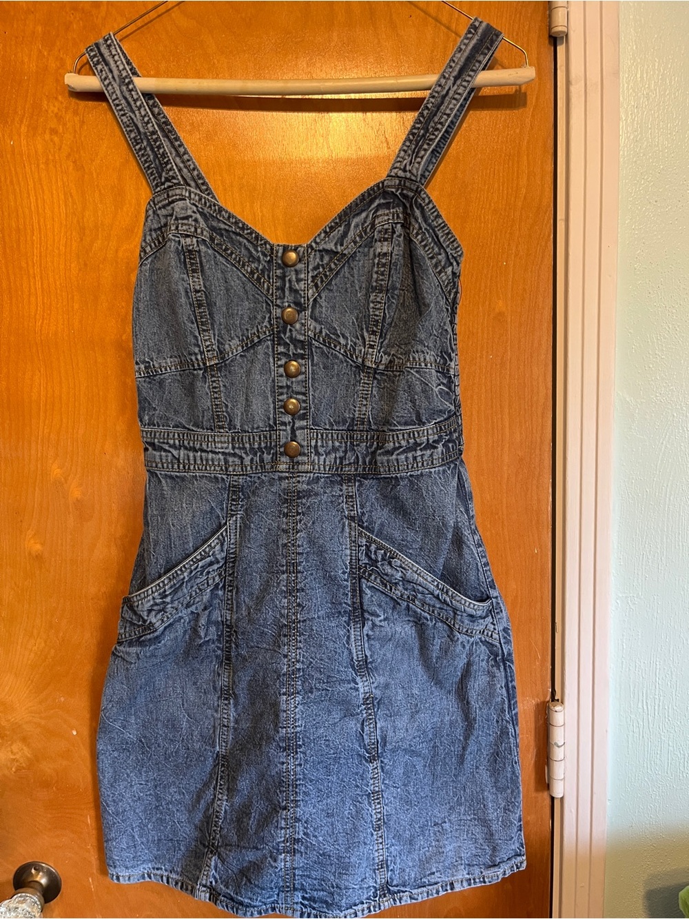 Japna Washed Blue Denim Button-Up Pinafore